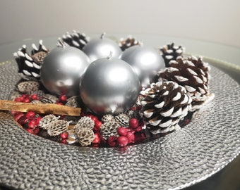 Metallic Silver Ball Candle, Christmas Candle, Handcrafted Candle, Sphere Candle, Home Decoration Candle, Candle Set, Candle Gift Set