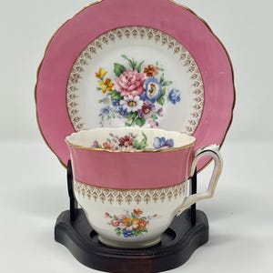 Crown Staffordshire Teacup and Saucer - Made in England