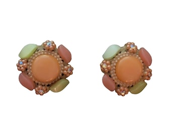 Vintage 1950s Pastel Clasp Earrings