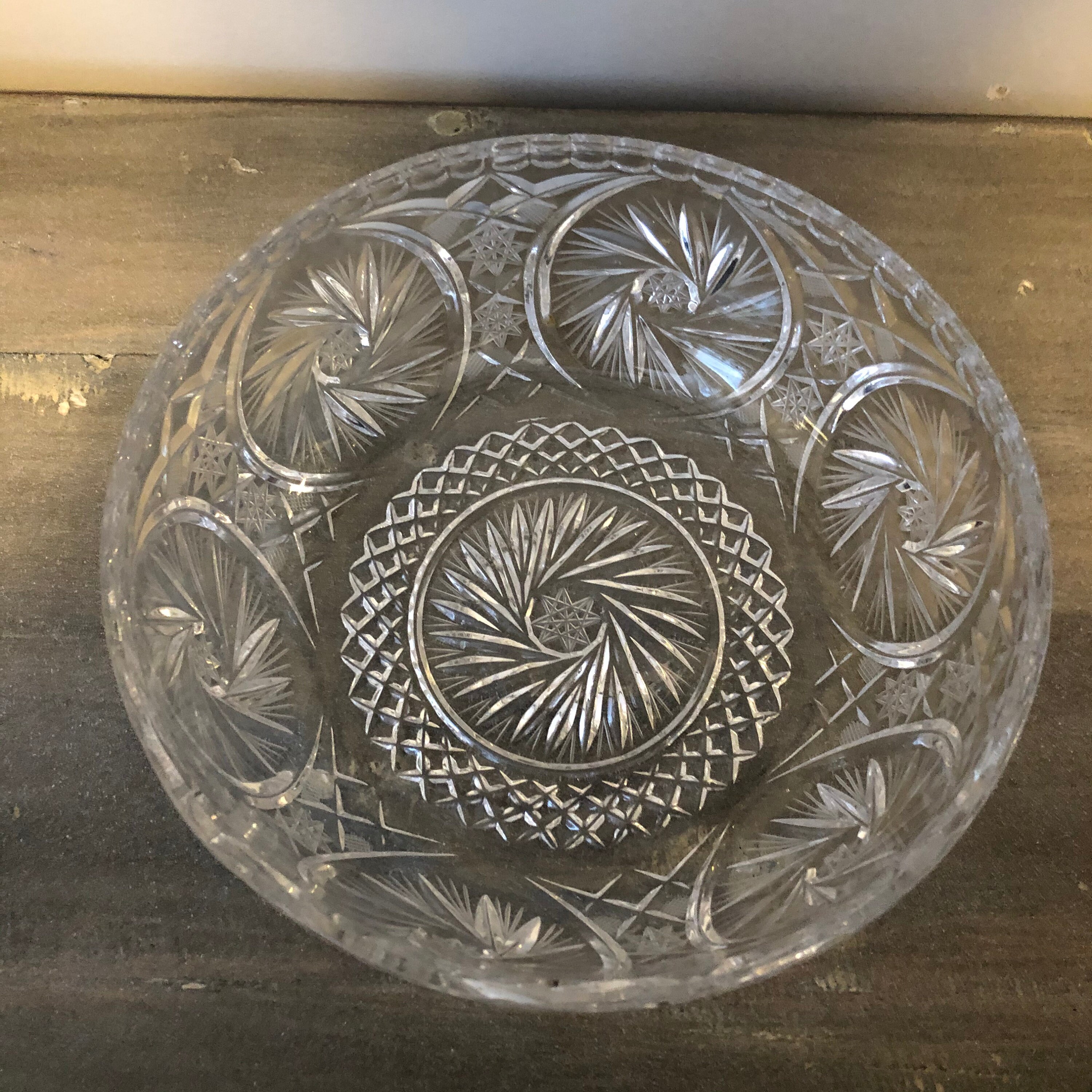 Vintage Pinwheel Lead Crystal Bowl Etsy