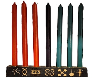 Kwanzaa Kinara - Velas incluídas - Sete princípios de "Kwanzaa" Kinara -Preto com acabamento dourado