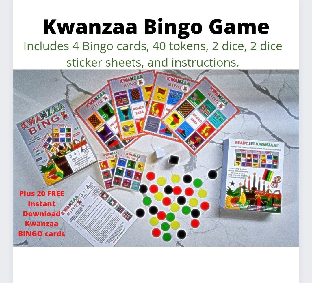 Kwanzaa Bingo Game | Kwanzaa Activities, Gifts, Games, for Kids, Play dates, Classroom Games Holiday Present Pre-School & Kindergarten