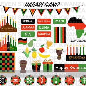 Kwanzaa Clip Art, Heritage Clipart, African Holiday Clipart, Custom Kinara Clipart, Africa Flag Clip Art