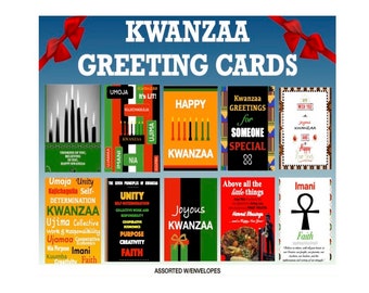 Kwanzaa Cards - Assorted Greeting Holiday Cards -10 pack w/ Envelopes