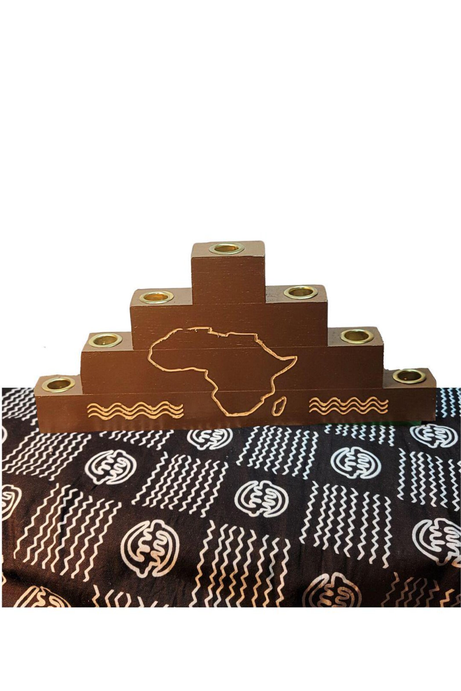 Kwanzaa Kinara with Africa Continent Engraved