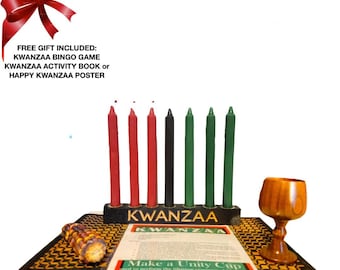 Kwanzaa Kinara Celebration Set- Kwanzaa Engraved (11-Piece)