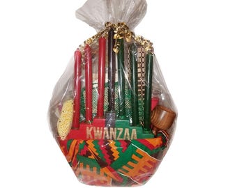 Seven Symbols of Kwanzaa Celebration Gift Basket Set