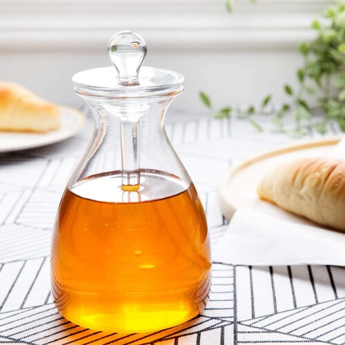 Honey Glass Jar With Wooden Dipper Etsy