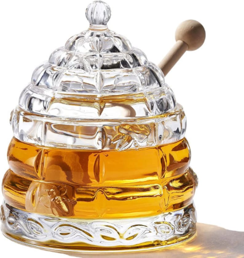 Best Crystal Honey Jar and 2 Dippers Handmade Beehive Honey Etsy