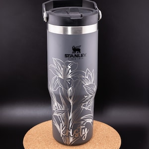 Stanley Engraved | Engraved 30oz Tumbler | Stanley IceFlow Flip Straw Tumbler | Personalized Tumbler | Custom Tumbler | Lilies, Floral
