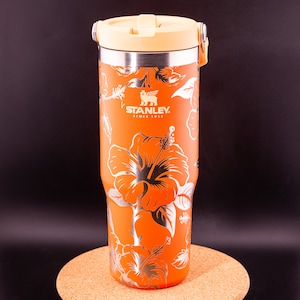 Stanley Engraved | Engraved 30oz Tumbler | Stanley IceFlow Flip Straw Tumbler | Personalized Tumbler | Custom Tumbler | Hibiscus, Floral