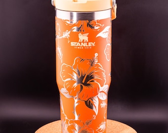 Stanley Engraved | Engraved 30oz Tumbler | Stanley IceFlow Flip Straw Tumbler | Personalized Tumbler | Custom Tumbler | Hibiscus, Floral