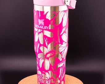 Stanley Engraved | Engraved 30oz Tumbler | Stanley IceFlow Flip Straw Tumbler | Personalized Tumbler | Custom Tumbler | Daisies, Floral