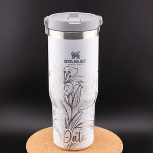 Stanley Engraved | Engraved 30oz Tumbler | Stanley IceFlow Flip Straw Tumbler | Personalized Tumbler | Custom Tumbler | Lilies, Floral