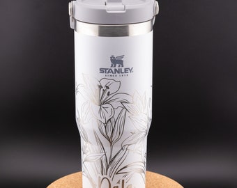 Stanley Engraved | Engraved 30oz Tumbler | Stanley IceFlow Flip Straw Tumbler | Personalized Tumbler | Custom Tumbler | Lilies, Floral