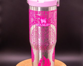 Stanley Engraved | Engraved 30oz Tumbler | Stanley Flip Straw Tumbler | Personalized Tumbler | Custom Tumbler | Brain, Neural, Computer, Art