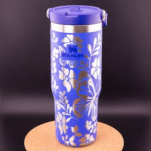 Stanley Engraved | Engraved 30oz Tumbler | Stanley IceFlow Flip Straw Tumbler | Personalized Tumbler | Custom Tumbler | Butterflies, Floral