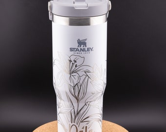 Stanley Engraved | Engraved 30oz Tumbler | Stanley IceFlow Flip Straw Tumbler | Personalized Tumbler | Custom Tumbler | Lilies