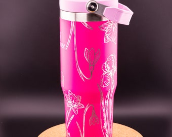 Stanley Engraved | Engraved 30oz Tumbler | Stanley IceFlow Flip Straw Tumbler | Personalized Tumbler | Custom Tumbler | Daffodils, Floral