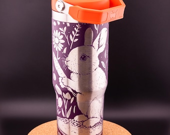 Stanley Engraved | Engraved 30oz Tumbler | IceFlow Flip Straw Tumbler | Custom Stanley | Personalized Tumbler | Bunny Rabbit, Carrot, Meadow
