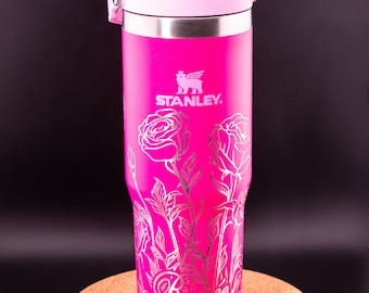 Stanley Engraved | Engraved 30oz Tumbler | Stanley IceFlow Flip Straw Tumbler | Personalized Tumbler | Custom Tumbler | Rose, Roses, Flowers
