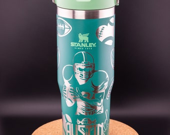 Stanley Engraved | Engraved 30oz Tumbler | IceFlow Flip Straw Tumbler | Personalized Tumbler | Custom Tumbler | Football, American Football