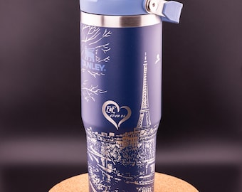 Stanley Engraved | Engraved 30oz Tumbler | Stanley IceFlow Flip Straw Tumbler | Personalized Tumbler | Paris, Parisian, France, City of love