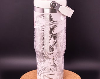 Gravé Stanley | Gobelet 30 oz gravé | Paille à bascule IceFlow | Gobelet personnalisé | Cowgirl, Western, Cheval, Salon, Lasso, Pistolero