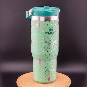 Stanley Engraved | Engraved 30oz Tumbler | Stanley Flip Straw Tumbler | Personalized Tumbler | Custom Tumbler | Polka Dot, Daisies, Bow
