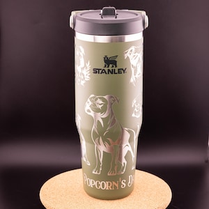 Stanley Engraved | Engraved 30oz Tumbler | Stanley IceFlow Flip Straw Tumbler | Personalized Tumbler | Custom Tumbler | Bull Terrier, Dog