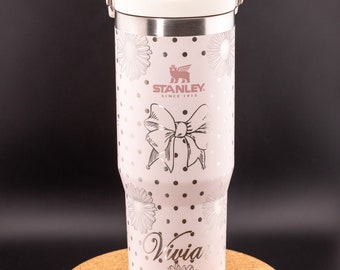 Stanley Engraved | Engraved 30oz Tumbler | Stanley Flip Straw Tumbler | Personalized Tumbler | Custom Tumbler | Polka Dot, Daisies, Bow