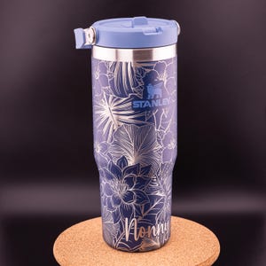 Stanley Engraved | Engraved 30oz Tumbler | Stanley IceFlow Flip Straw Tumbler | Personalized Tumbler | Tropical, Palms, Flowers, Floral