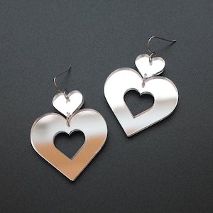 Heartbeat Dangles (Silver Mirror)