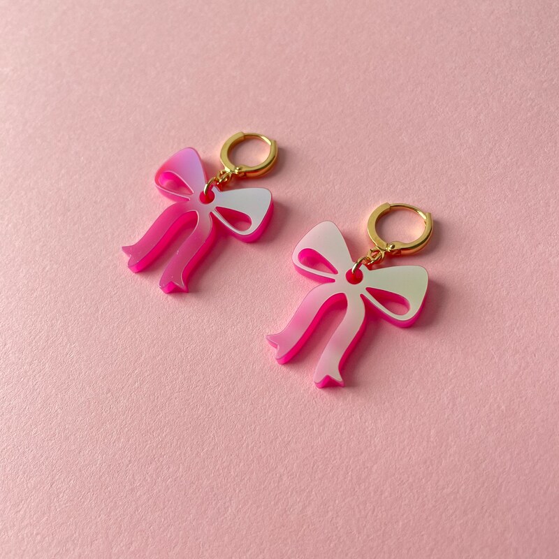 Bow Tie Crystal Post Earring-Pink main image 0