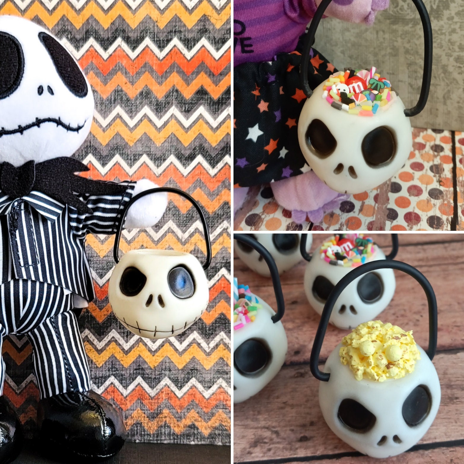 Jack Skellington Trick or Treat Bucket NuiMOs Accessory  - Magnets to…