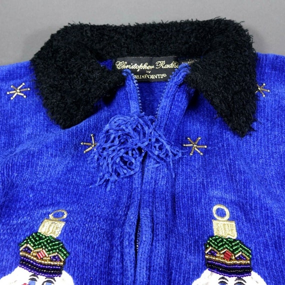 Christopher Radko Christmas Zipper Sweater Blue "… - image 4