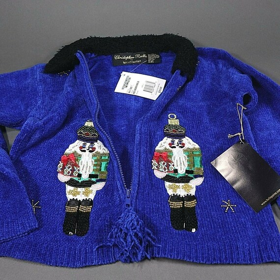 Christopher Radko Christmas Zipper Sweater Blue "… - image 3