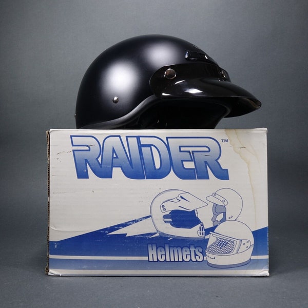 Raider Flat Black DOT Flat Black 1/2 Half Helmet & Visor. Size L. w/ Box