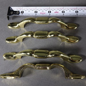 Vintage Brass Tone Cabinet Handles: 5&quot; Long, Set of 4