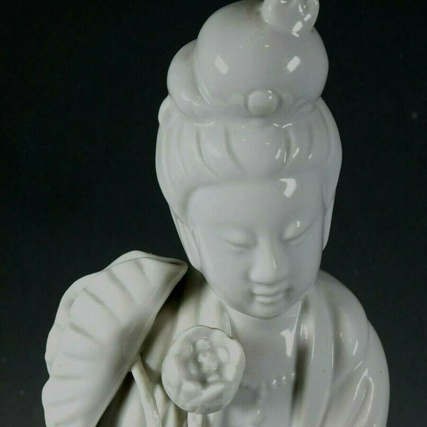 Kwan Yin Guan Yin Blanc de Chine Porcelain Statue 14" Tall