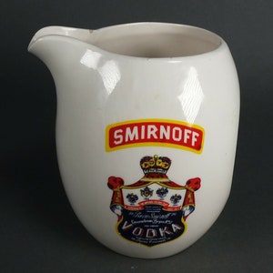SMIRNOFF Vodka Ceramic PITCHER Pub Jug Distillery Barware 5.5&quot; Tall