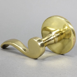 Solid Brass Interior Door Handle Knob Lever w/ Brass Trim Ring - has Set Screw