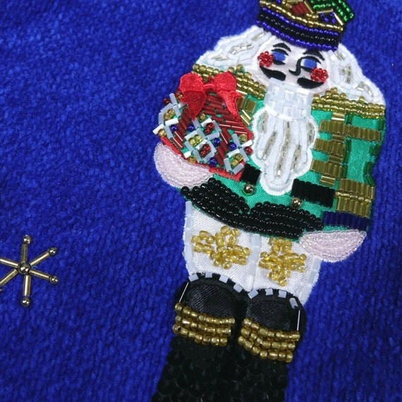 Christopher Radko Christmas Zipper Sweater Blue "… - image 5
