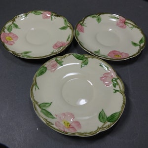 3 Vtg. 1940&#39;S Franciscan Desert Rose 5-5/8&quot; Saucer Plates - Made In Usa!