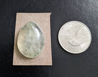 Natural Prehnite cabochon tear drop/ stunning rare green gemstone / 26mm flat back / wholesale gem supply