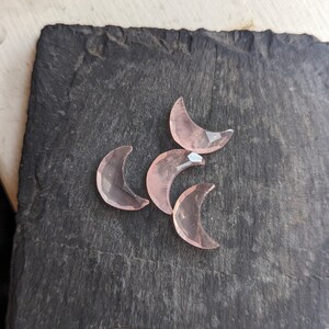Faceted Rose quartz crescent moon Lot of 4 / double sided faceted / wholesale lot