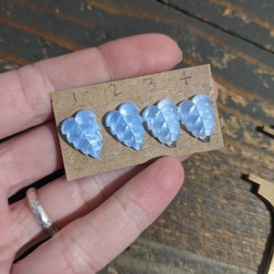 Blue Glass Leaf Cabochon / vintage glass / carved cab / light blue / socal Gems
