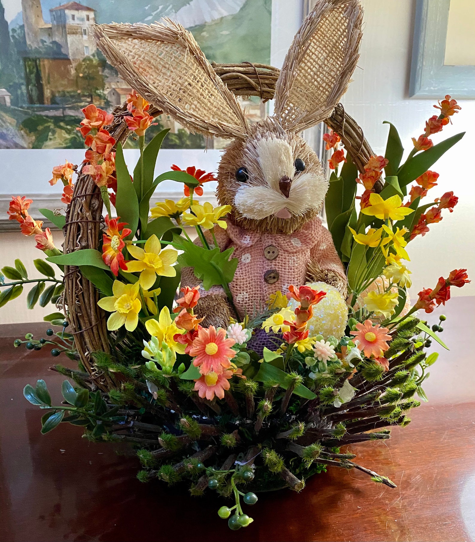 A twigmoss & rattan bunny basket. Etsy.de