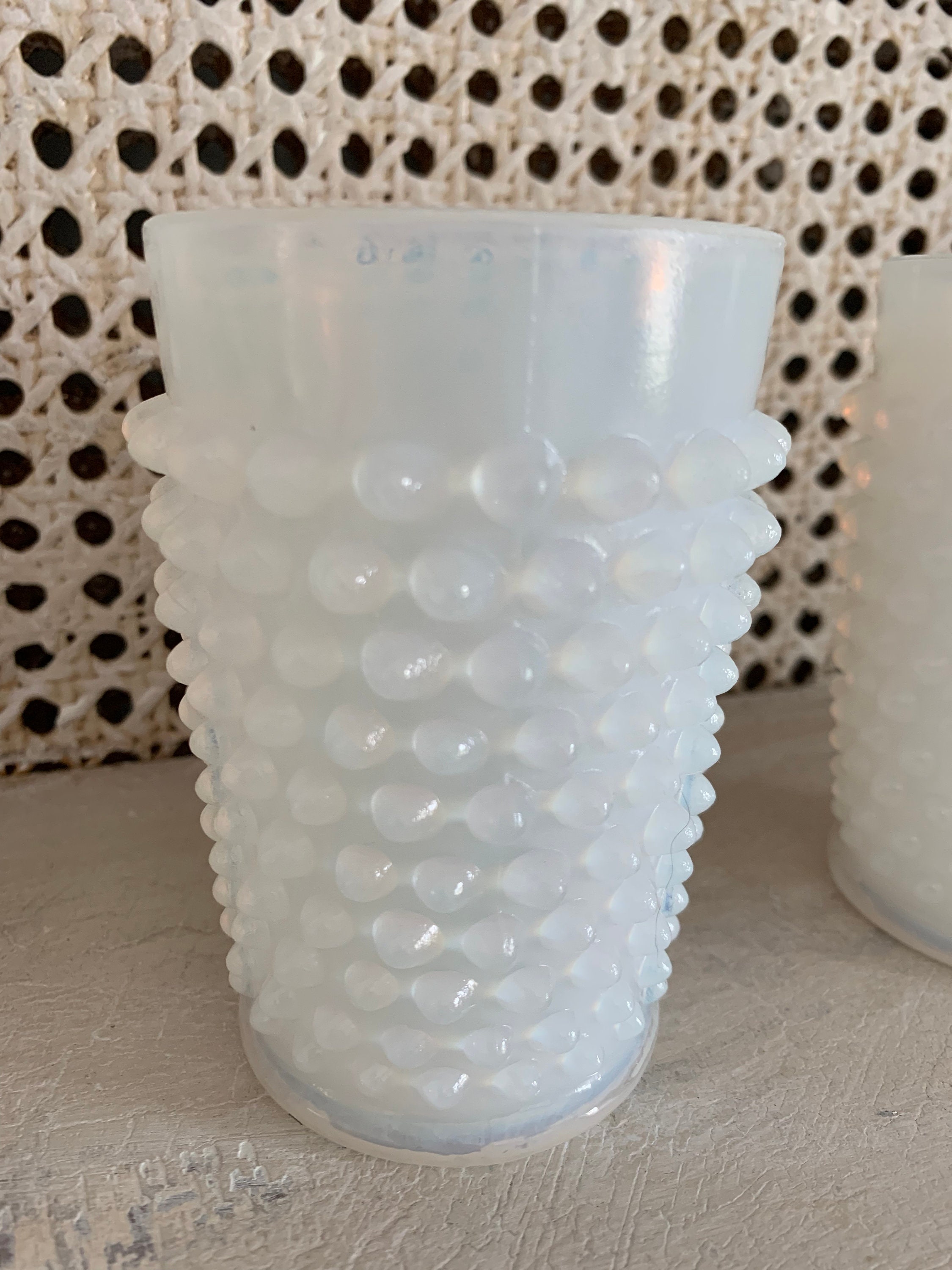 2 Lovely Hobnail White Milk Glass Vases / Glasses Etsy