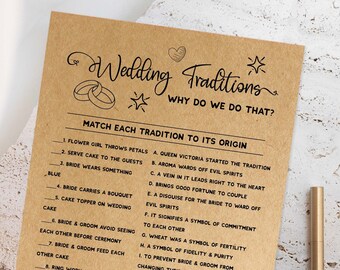 Printable Bridal Shower Games, Wedding Table Games, Co-ed Couples Shower, Bachelorette Party Idea, Wedding Traditions Instant Download #KP1
